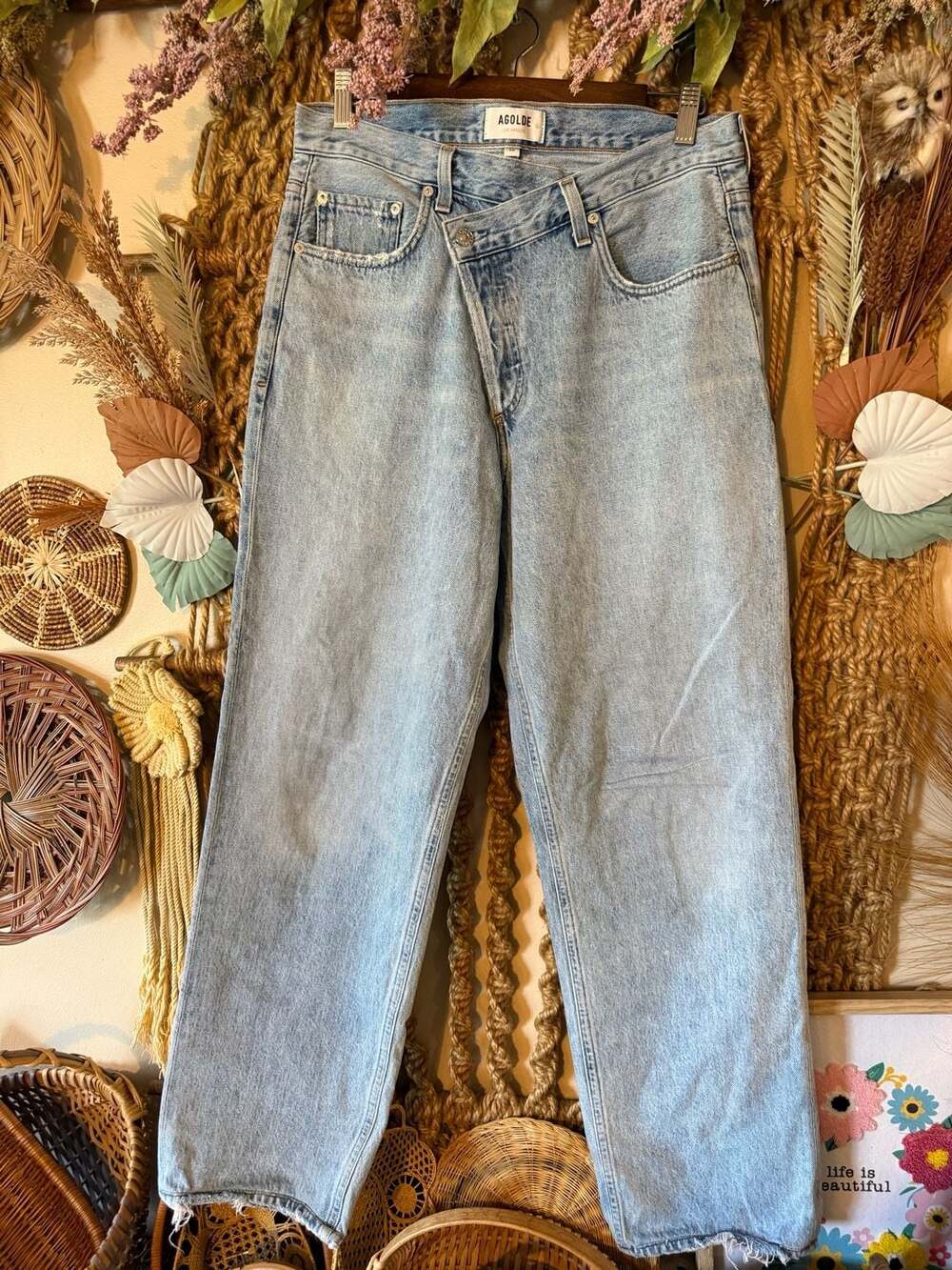AGOLDE Criss Cross Upsized Jeans in Wired Light Wash Size 28